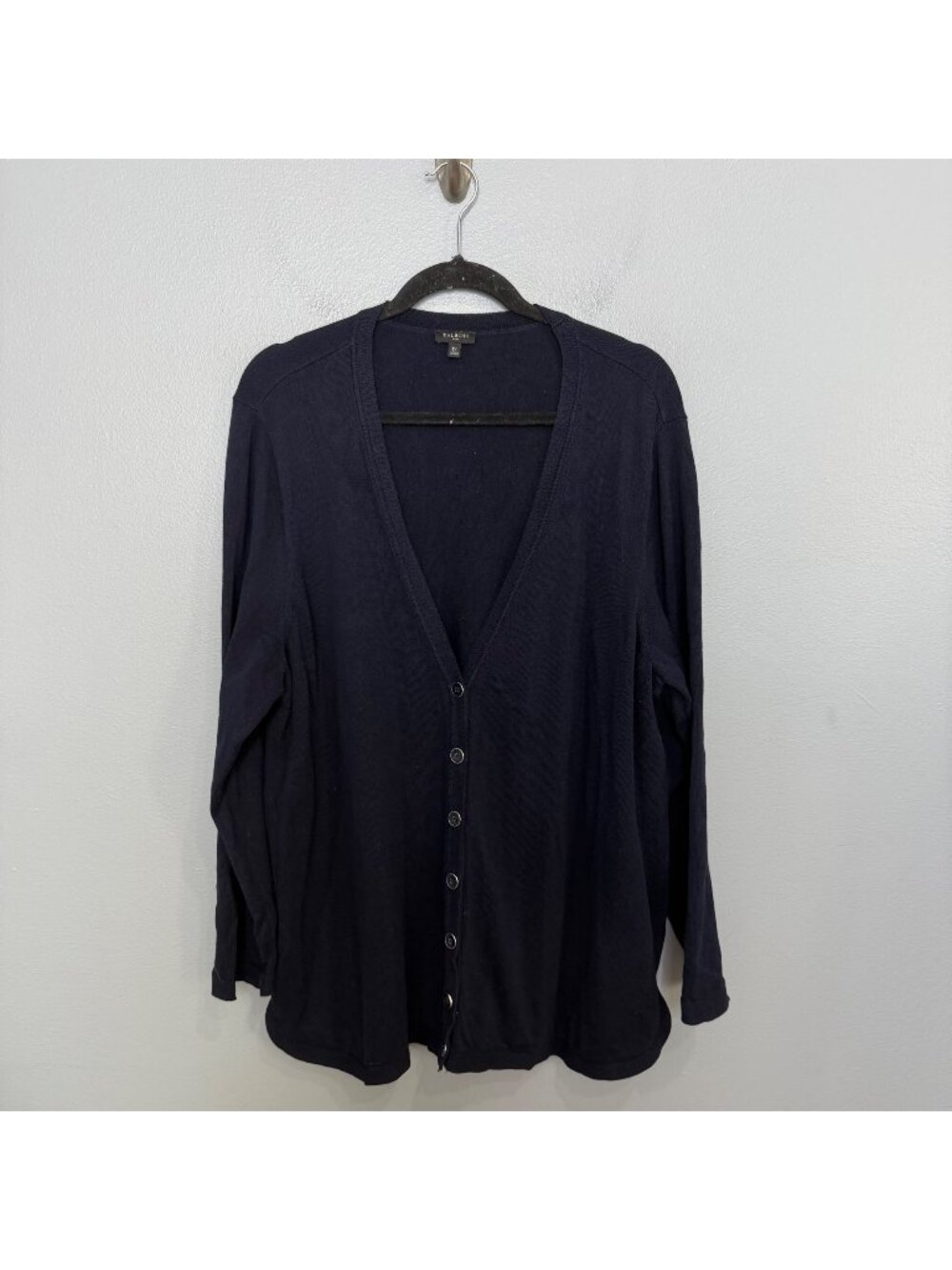 TALBOTS plus navy longline button front cardigan size 3X